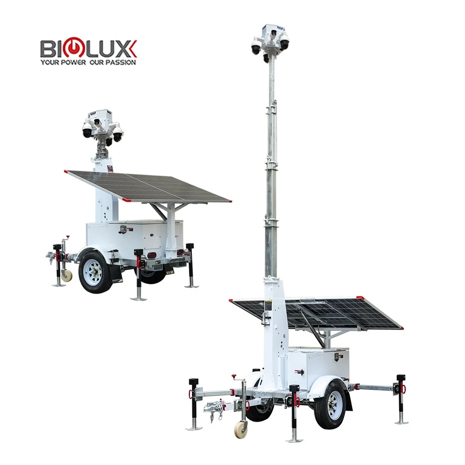 Biglux Mini Simple Design Mobile Solar Trailer For Install CCTV Cameras Tower suppliers