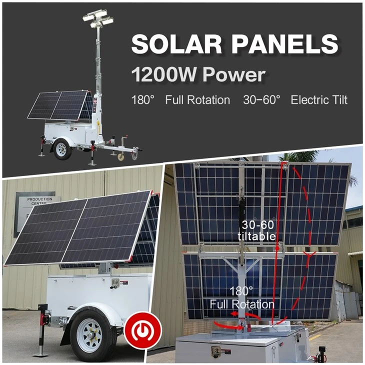Mobile Solar-powered 4*100W LED Light Trailer With 9m Mast best