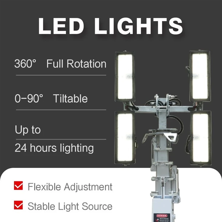 Mobile Solar-powered 4*100W LED Light Trailer With 9m Mast high quality